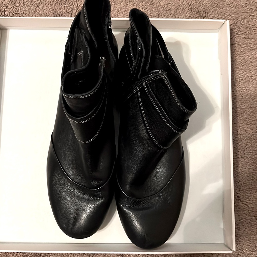 Black leather booties